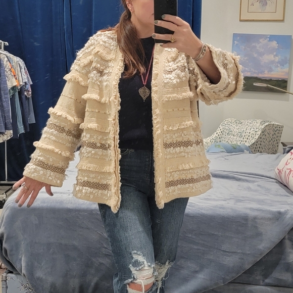 Anthropology Anthropologie Dolan Fringe Bobo Jacket Large - Picture 10 of 11